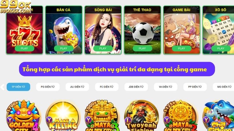 Tổng hợp các sản phẩm dịch vụ giải trí đa dạng tại cổng game